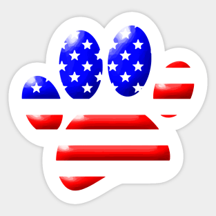 US Flag Dog Paw Print Sticker